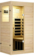 1 Person Sauna, Low EMF Far Infrared Indoor Dry Sauna Room, 905WEuropean Aspen Wood, Bluetooth Speakers, Reading lamp, Left Door