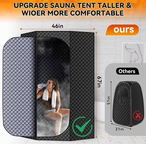 Durable and Portable pentagonal (46 x46 x67) Home Sauna Tent, Equipped with a Quick Heating steam Room, Remote Control, Folding Chairs, and Floor mats, Suitable for Indoor and Outdoor Relaxation