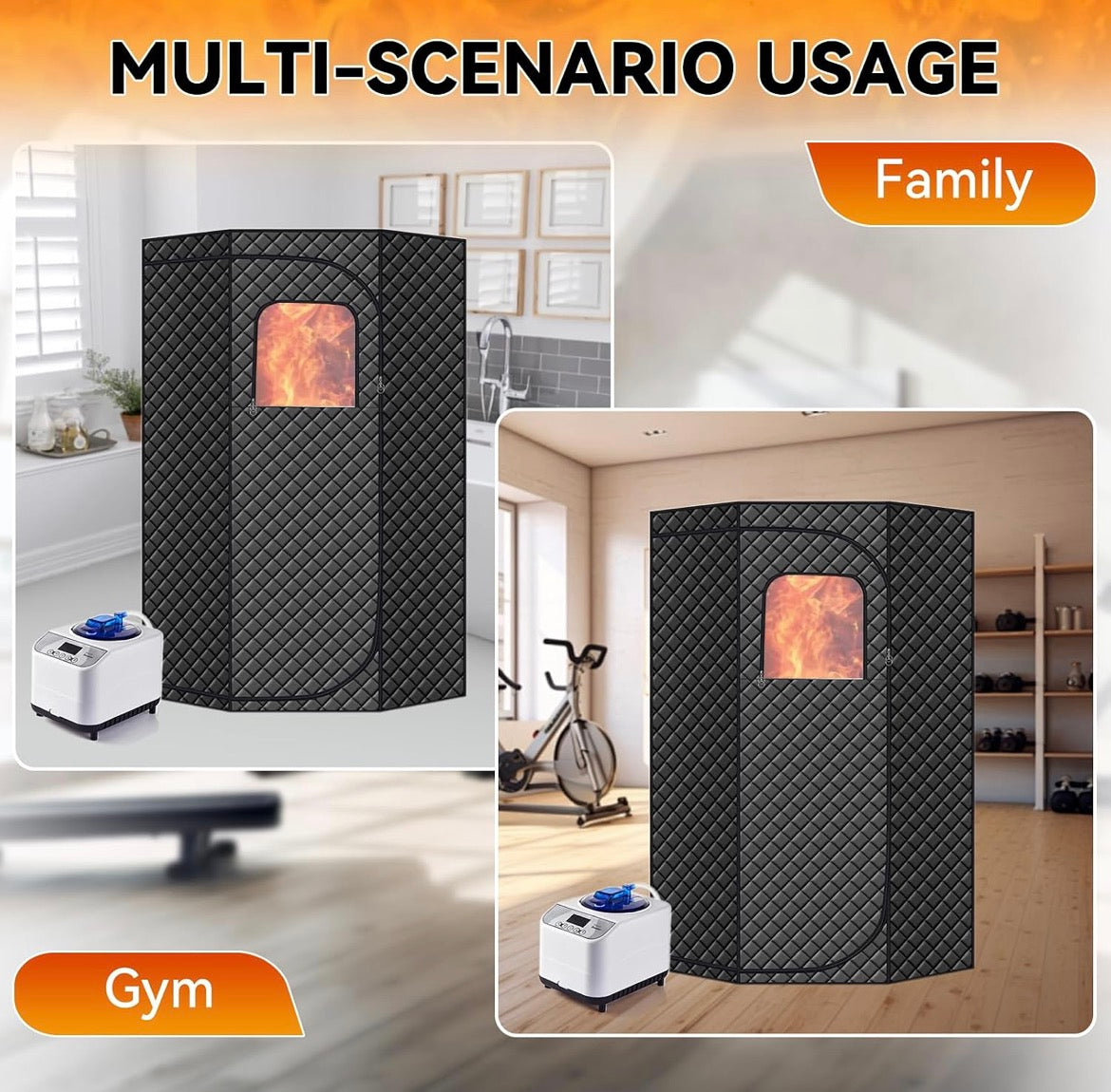 Durable and Portable pentagonal (46 x46 x67) Home Sauna Tent, Equipped with a Quick Heating steam Room, Remote Control, Folding Chairs, and Floor mats, Suitable for Indoor and Outdoor Relaxation